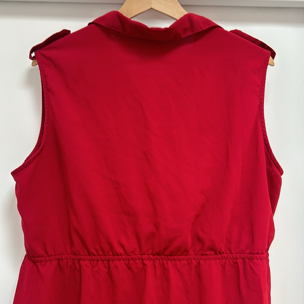 Indulge Red Sleeveless Collared Shirt Dress - Size 1X - Button Detail - Picture 3 of 5